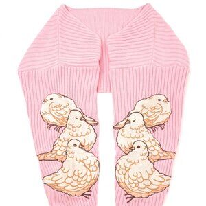 Meyoco Studio Pink Embroidered Pigeon Ribbed Bolero Shrug